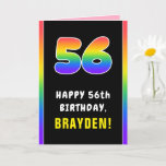 [ Thumbnail: 56th Birthday: Colorful Rainbow # 56, Custom Name Card ]