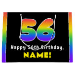[ Thumbnail: 56th Birthday: Colorful Rainbow # 56, Custom Name Gift Bag ]