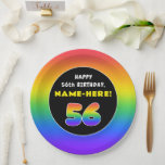 [ Thumbnail: 56th Birthday: Colorful Rainbow # 56, Custom Name Paper Plates ]