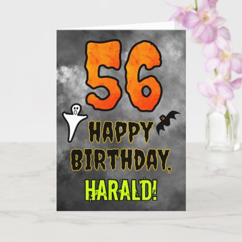 56th Birthday Eerie Halloween Theme  Custom Name Card