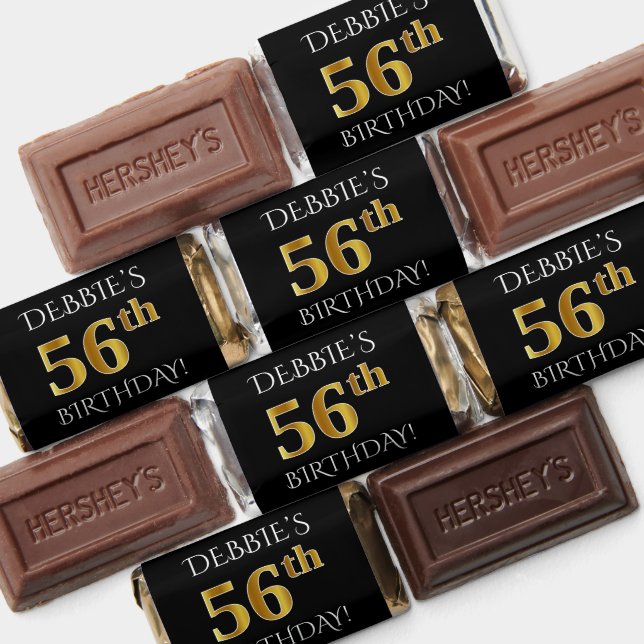 56th Birthday — Elegant, Faux Gold Look 56 + Name Hershey's Miniatures (Assorted)