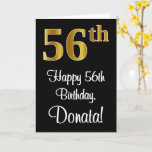 [ Thumbnail: 56th Birthday ~ Elegant Luxurious Faux Gold Look # Card ]