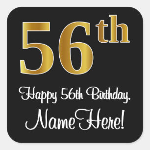 56th Birthday – Elegant Luxurious Faux Gold Look # Square Sticker