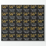 [ Thumbnail: 56th Birthday: Elegant Luxurious Faux Gold Look # Wrapping Paper ]