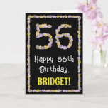 [ Thumbnail: 56th Birthday: Floral Flowers Number, Custom Name Card ]