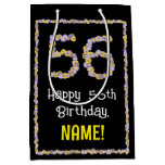 [ Thumbnail: 56th Birthday: Floral Flowers Number, Custom Name Gift Bag ]