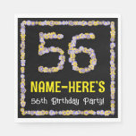 [ Thumbnail: 56th Birthday: Floral Flowers Number, Custom Name Napkins ]