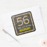 [ Thumbnail: 56th Birthday: Floral Number, Faux Wood Look, Name Sticker ]