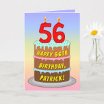 [ Thumbnail: 56th Birthday — Fun Cake & Candles, W/ Custom Name Card ]