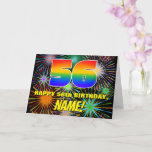 [ Thumbnail: 56th Birthday: Fun, Colorful Celebratory Fireworks Card ]