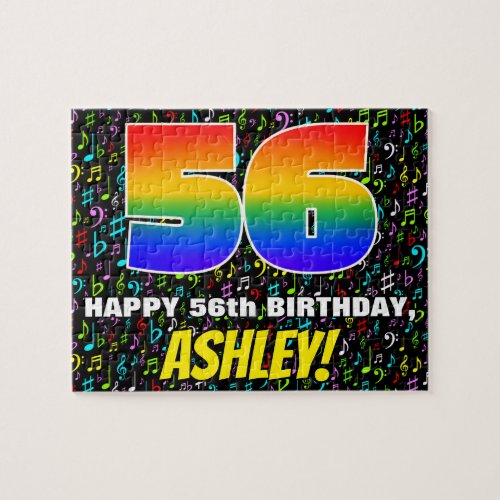 56th Birthday â Fun Colorful Music Symbols  âœ56â Jigsaw Puzzle