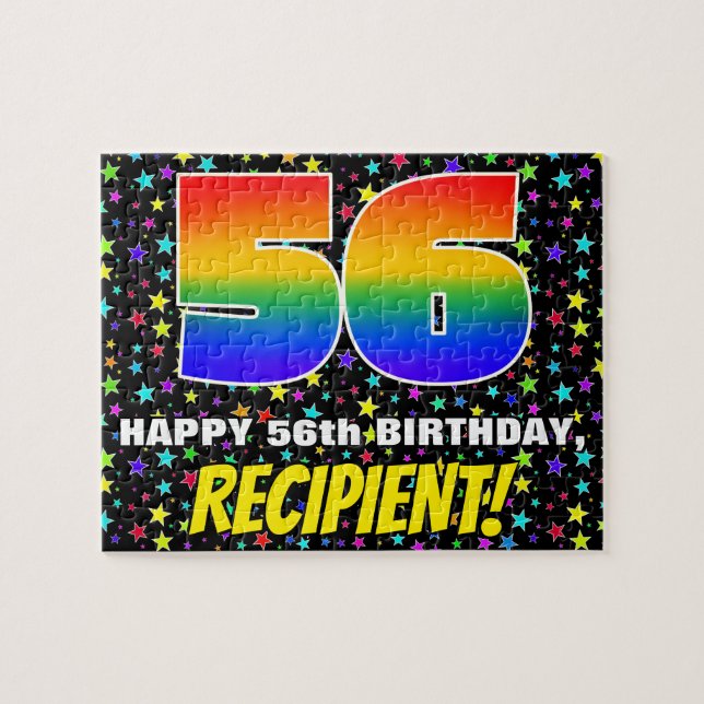 56th Birthday — Fun, Colorful Star Field Pattern Jigsaw Puzzle (Horizontal)