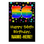 [ Thumbnail: 56th Birthday: Fun, Colorful Stars + Rainbow # 56 Card ]