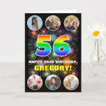 [ Thumbnail: 56th Birthday: Fun Rainbow #, Custom Name & Photos Card ]