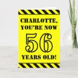 [ Thumbnail: 56th Birthday: Fun Stencil Style Text, Custom Name Card ]