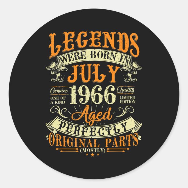 56th Birthday Gift 56 Years Old Legends Born In Classic Round Sticker (Front)