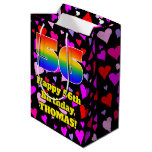 [ Thumbnail: 56th Birthday: Loving Hearts Pattern, Rainbow # 56 Gift Bag ]