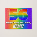 [ Thumbnail: 56th Birthday — Multicolored Rainbow Pattern “56” Jigsaw Puzzle ]