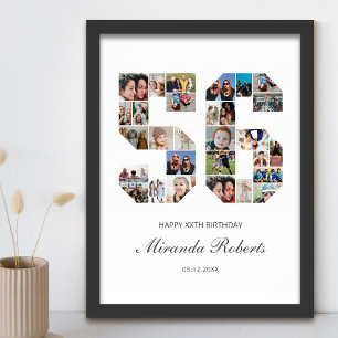 56th Birthday Number 56 Custom Photo Collage Poster