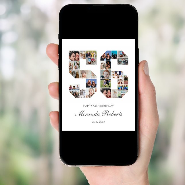 56th Birthday Number 56 Custom Photo Collage Poster (Front Digital)