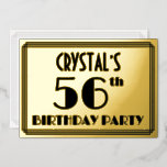 [ Thumbnail: 56th Birthday Party — Art Deco Look “56” + Name Invitation ]