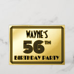 [ Thumbnail: 56th Birthday Party — Art Deco Style “56” & Name Invitation ]