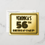 [ Thumbnail: 56th Birthday Party ~ Art Deco Style “56” + Name Postcard ]