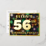 [ Thumbnail: 56th Birthday Party: Bold, Colorful Fireworks Look Postcard ]