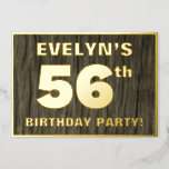 [ Thumbnail: 56th Birthday Party: Bold, Faux Wood Grain Pattern Invitation ]