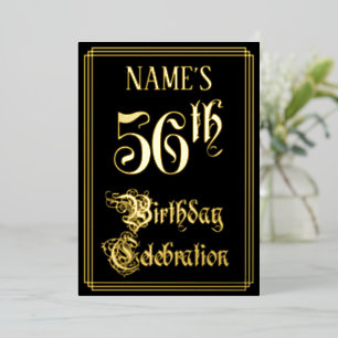 56th Birthday Party — Fancy Script & Custom Name Foil Invitation