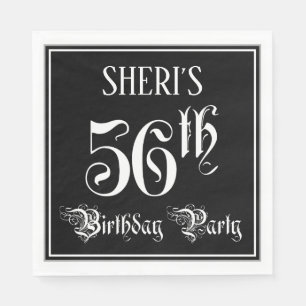 56th Birthday Party — Fancy Script + Custom Name Napkins