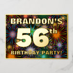 [ Thumbnail: 56th Birthday Party — Fun, Colorful Fireworks Look Invitation ]