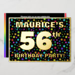 [ Thumbnail: 56th Birthday Party — Fun, Colorful Stars Pattern Invitation ]
