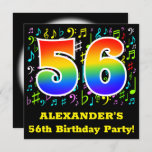 [ Thumbnail: 56th Birthday Party: Fun Music Symbols, Rainbow 56 Invitation ]