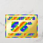 [ Thumbnail: 56th Birthday Party — Fun, Rainbow Spectrum “56” Invitation ]