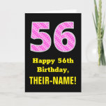 [ Thumbnail: 56th Birthday: Pink Stripes and Hearts "56" + Name Card ]