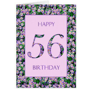 56th Birthday Purple Daisies Cards