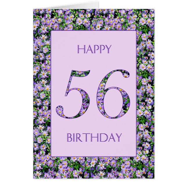 56th Birthday Purple Daisies Cards (Front)