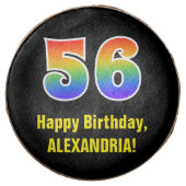 56th Birthday - Rainbow Spectrum Pattern Number 56 Chocolate Covered Oreo (Front)