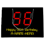 [ Thumbnail: 56th Birthday: Red Digital Clock Style "56" + Name Gift Bag ]