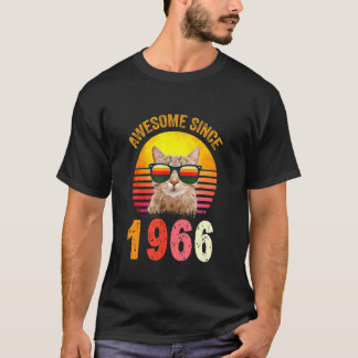 56th Birthday Vintage Cat Awesome Since 1966 T-Shirt