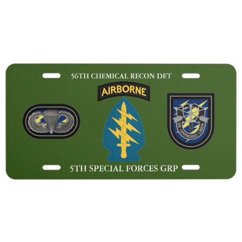 56TH CHEMICAL RECON DET 5TH SPECIAL FORCES GROUP LICENSE PLATE