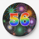 [ Thumbnail: 56th Event - Fun, Colorful, Bold, Rainbow 56 Paper Plates ]