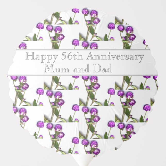 56th Wedding Anniversary Globe Amaranth    Balloon (Front)