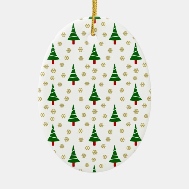 579 Cute Christmas tree and snowflake pattern.jpg Ceramic Ornament (Front)
