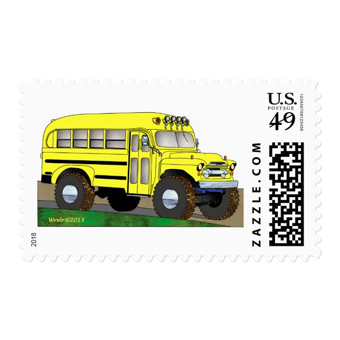 57 Chevrolet Off Road 4X4 School Bus Stamp