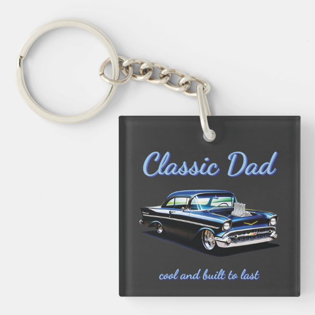 '57 CHEVY, 1957 Chevrolet, classic dad Keychain (Front)