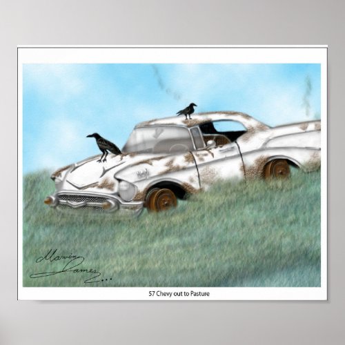 57 Chevy out to Pasture Poster