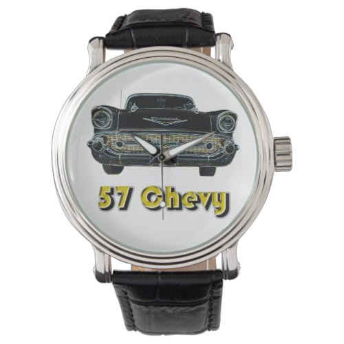 57 Chevy Vintage Leather Strap Watch