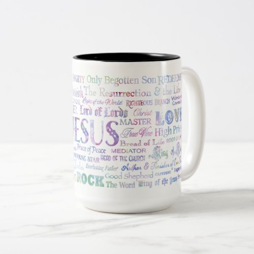 57 Names of JESUS Coffee Mug Pastel Colors Two_Tone Coffee Mug
